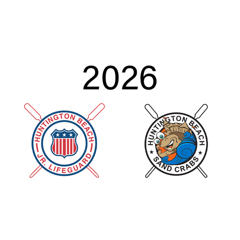 HB Jr Lifeguards and HB Sand Crabs 2026 logos