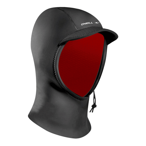 black wetsuit hood with brim on a white background