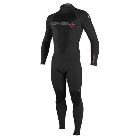 Black wetsuit with O'Neill logo on a white background