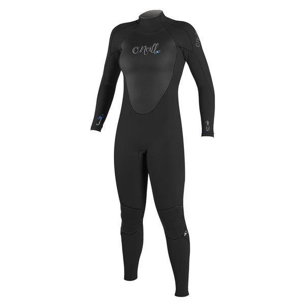 Black wetsuit with 'O'Neill' branding on a white background