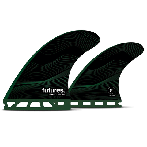 2 black and green surf fins on a white background