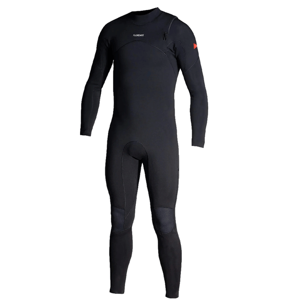 Front of black zipperless wetsuit on white background