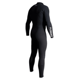 back of black zipperless wetsuit with florence in white on the forearm.  