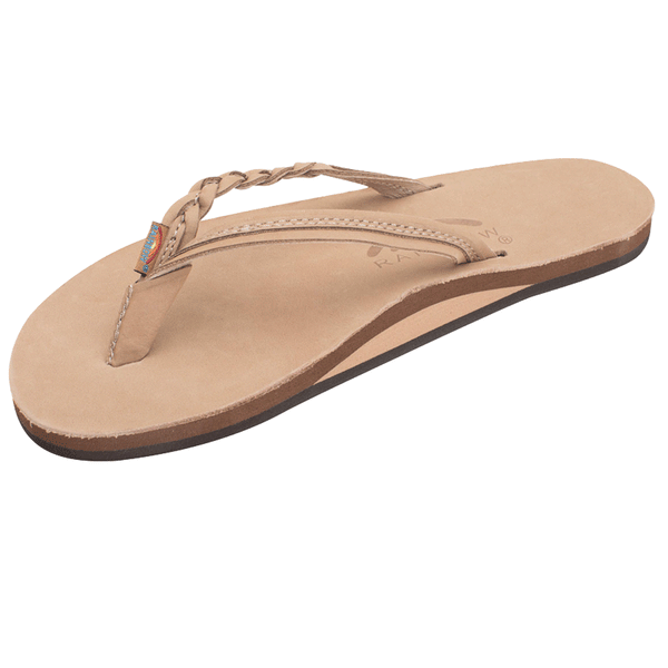 sand colored sandal with braided strap