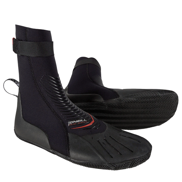 black wetsuit boots on a white background