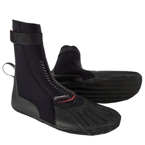 black wetsuit boots on a white background