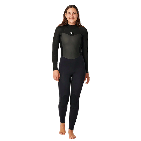 woman in black wetsuit on a white background