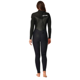 woman in black wetsuit on a white background