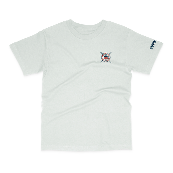 white t-shirt with jr lifeguard chest logo on white background