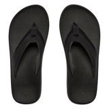 top view of a pair of black flip flop sandals