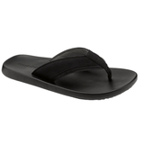 side profile view of black flip flop sandals