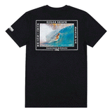 back of Black Sugar Shack T-shirt featuring a surfer graphic.