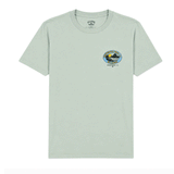 Green Billabong Huntington Beach men's T-shirt with small HB logo graphic on the left chest.