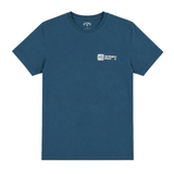 Billabong Huntington Beach men's short-sleeve T-shirt in deep blue with a small HB Huntington Beach logo on the left chest.