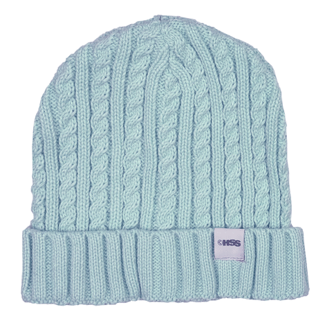 light blue cuff beanie with HSS clip label