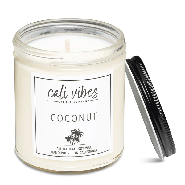opened white jar candle with black lid
