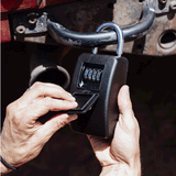 lock with number dial attached to a car