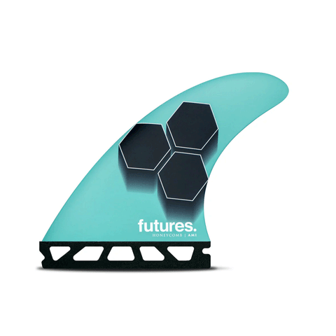 teal and black surf fin with Channel Islands logo