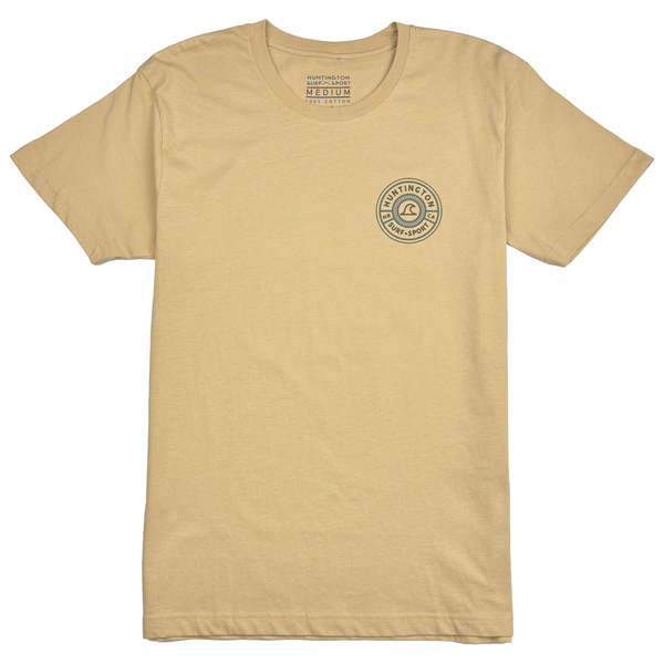 vintage yellow colored shirt with a circle logo on the chest