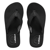 top view of black pair of flip flop sandals