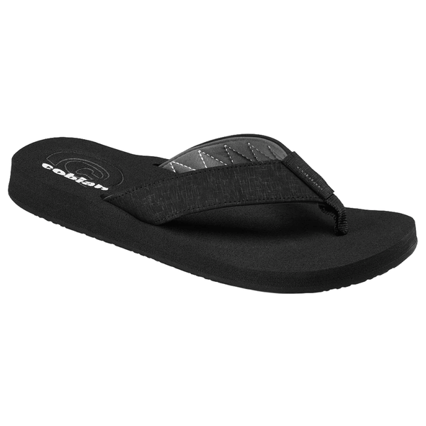 side profile view of black flip flop sandal
