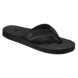 side profile view of a black flip flop sandal