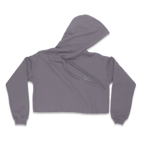 Gray cropped hoodie on a white background