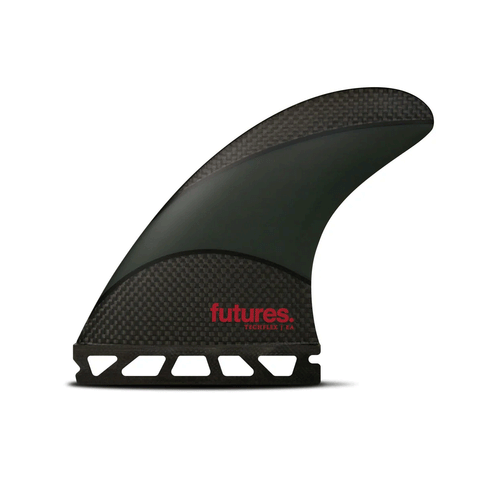black surf fin with "futures" branding