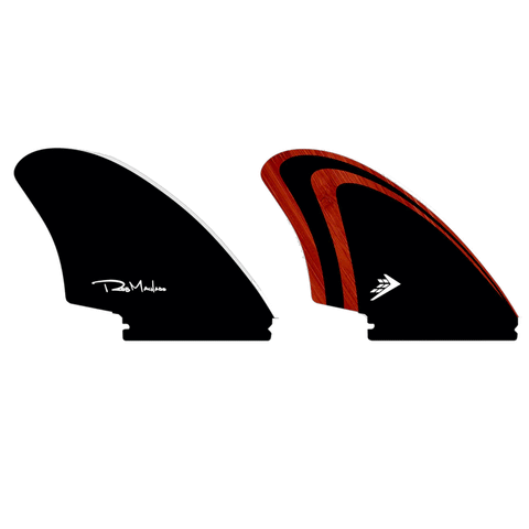 2 keel surf fins with "firewire" and "Rob Machado" branding