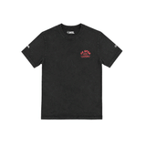 Front of Kids washed black WSL US Open of Surfing T-shirt with US Open/WSL logo on chest