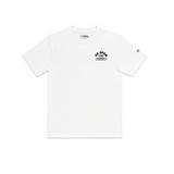 Kids white WSL US Open of Surfing T-shirt featuring a small black US Open / WSL logo on chest 