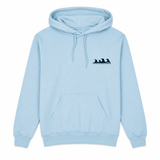 front of hoodie with grey logo on chest