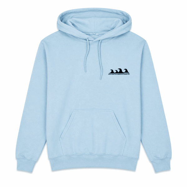 front of hoodie with grey logo on chest