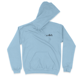 front of hoodie with grey logo on chest