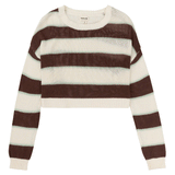 brown and white striped cropped sweater
