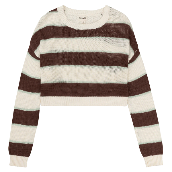 brown and white striped cropped sweater