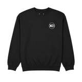 black Huntington Beach crewneck sweatshirt with a small white HB logo on the chest, shown on a white background.