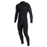 front of black wetsuit on white background