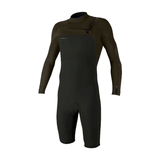 black and brown  long sleeve spring wetsuit with chest zip