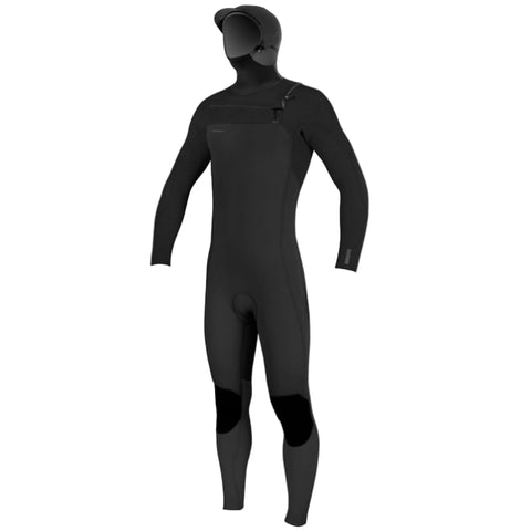 black hooded wetsuit on white background