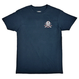 front of navy blue shirt with HSS's Hardcore logo on chest. 