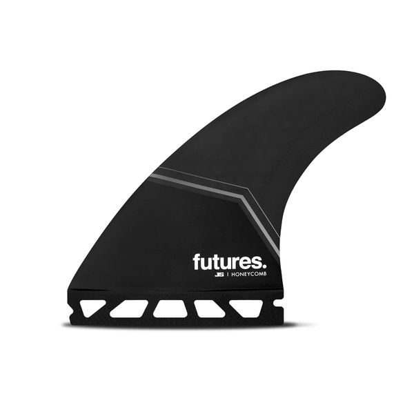 black surf fin with "futures" branding