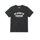 Washed black WSL US Open of Surfing boyfriend-fit T-shirt with white graphic on a white background.