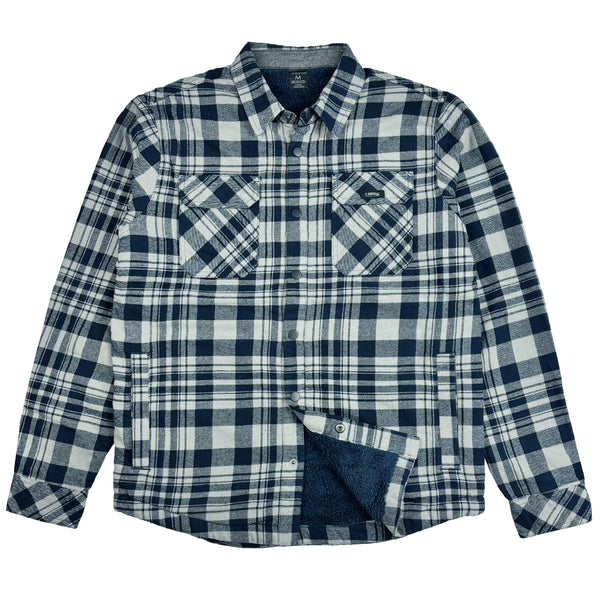 Blue and white plaid shirt on a white background