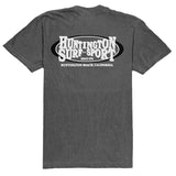 Gray t-shirt with 'Huntington Surf Sport' logo on the back against a white background