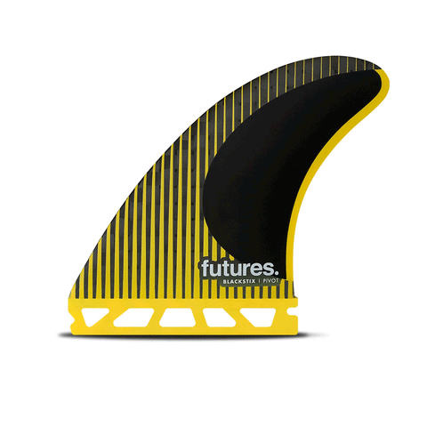 yellow and black surf fin with  "futures" branding
