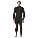 front of person wearing a black chest zip wetsuit