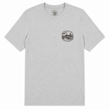 heather grey t shirt with black graphic of HB pier