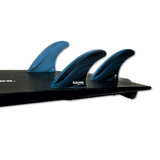 tail of surfboard with 3 fins attached