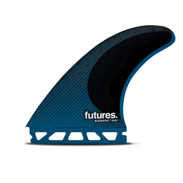 blue and black surf fin on a white background